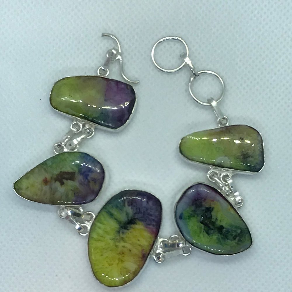 925 Sterling Silver Rainbow Solar Quartz Bracelet